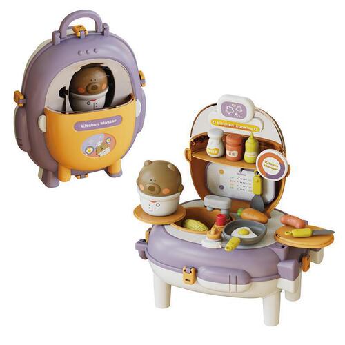 Children's Play House Toy 2-in-1 Little Bear Backpack Kitchen Cooking Puzzle Simulation Doctor Medical Tools Color Clay Cross-Border