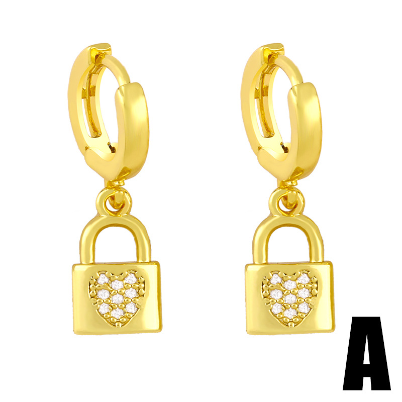 Simple Niche Fashion Heart Lock Earrings display picture 4