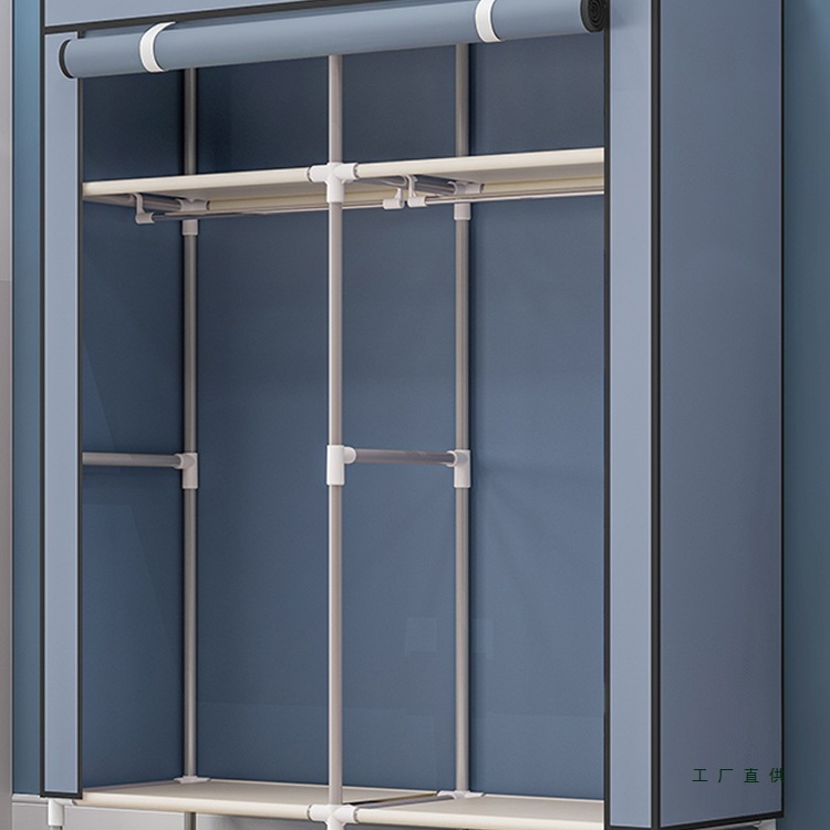 Simple Wardrobe for Bedroom, Home Use Fabric Wardrobe for Rental Rooms, Single Dormitory Assembly, Small Hanging Closet, Sturdy and Durable