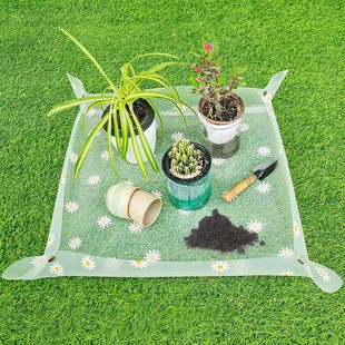 Cross-border Transparent Printing Garden Floor Mat Indoor Green Planting Soil Exchange Mat Anti-dirty and Anti-fouling Tray Green Planting Mat Green Planting Potted Plant