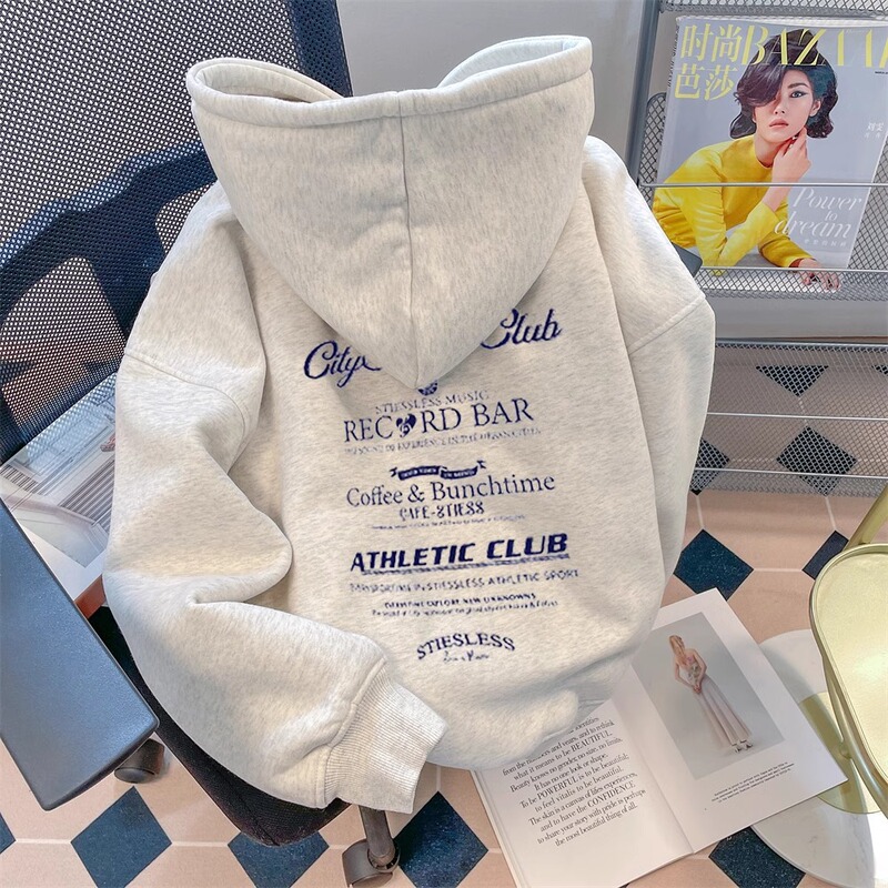 Imitation Cotton Composite Milk Silk 320g (Silver Fox Velvet 420g) Round Neck Hooded Double Hood Loose Sweatshirt Imitation Cotton Composite Milk Silk 320g (Silver Fox Velvet 420g) Round Neck Hooded Double Hood Loose Sweatshirt