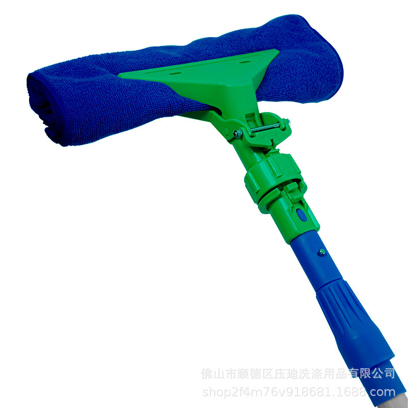 Tiger clip with telescopic rod door washing head rod cloth cleaning high-rise glass wall dead angle cleaning tool