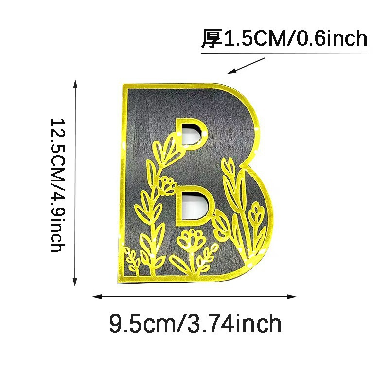 クロスボーダー彫刻アルファベット木製装飾置物花柄デザイン家庭用工芸品置物感|undefined