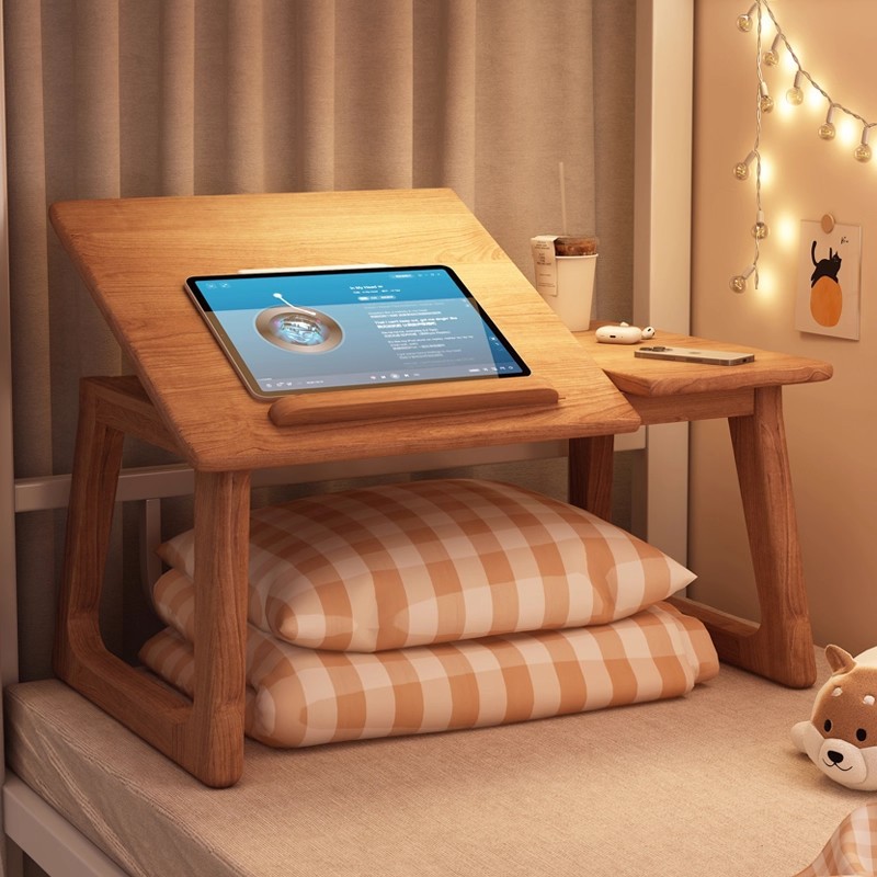Mesa de cama pequeña mesa de madera sólida casa ventana flotante dormitorio escritorio plegable escritorio de escritorio de estudiantes escritorio de computadora portátil