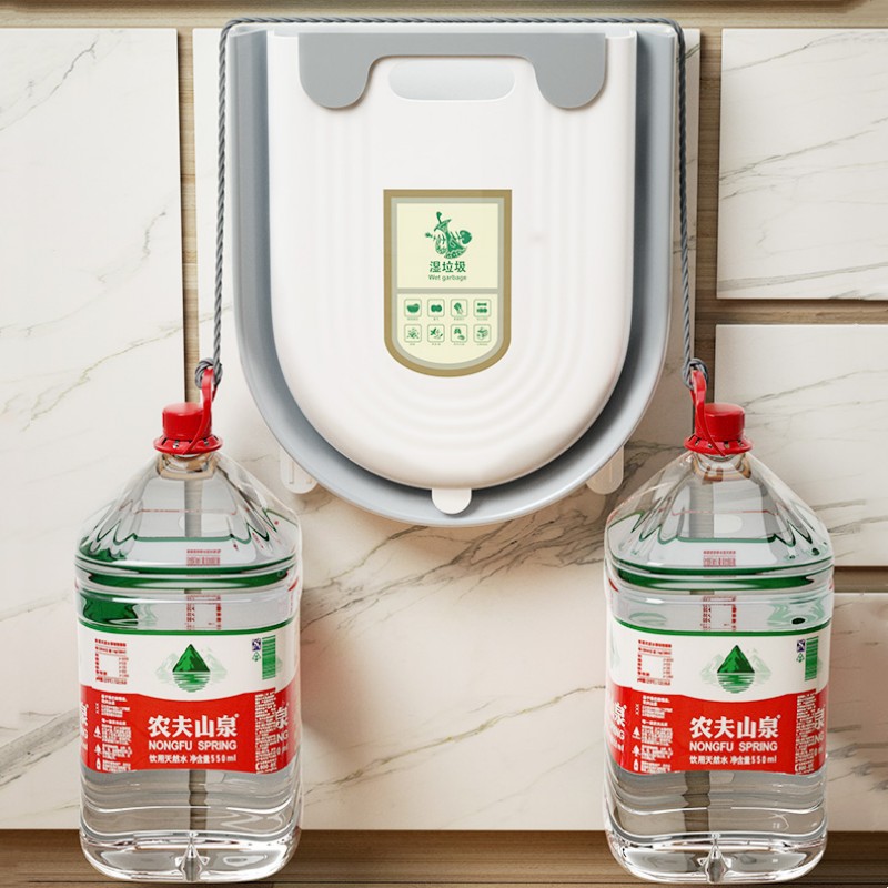 Basura de cocina colgante residuos de cocina domésticos clasificados puerta de gabinete plegable colgada en la pared del inodoro cesto de almacenamiento del inodoro