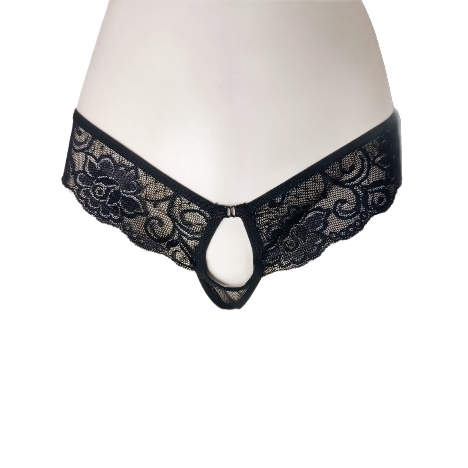 Sous-vêtements sexy en dentelle transparente, string pour couple, entrejambe ouverte, pas besoin de l'enlever, insertion directe, tentation dévoilée, JJ_voghion.com
