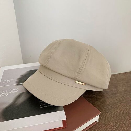 Black beret spring and autumn season Instagram trendy versatile hat for girls Japanese style large circumference to make face look smaller octagonal painter's hat