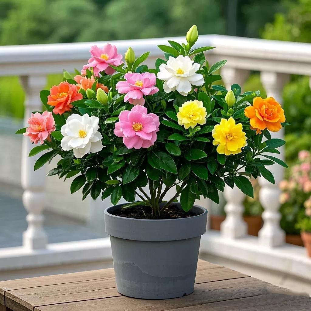 Большая горшечная гардения с бутонами, сильный аромат, очищающее воздух пионовое цветение гардении, зеленое растение, вечнозеленое на балконе круглый год.