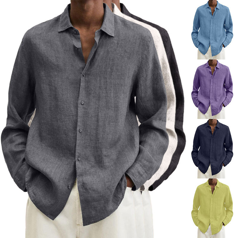 Men's Blouse Long Sleeve Blouses British Style Solid Color display picture 1