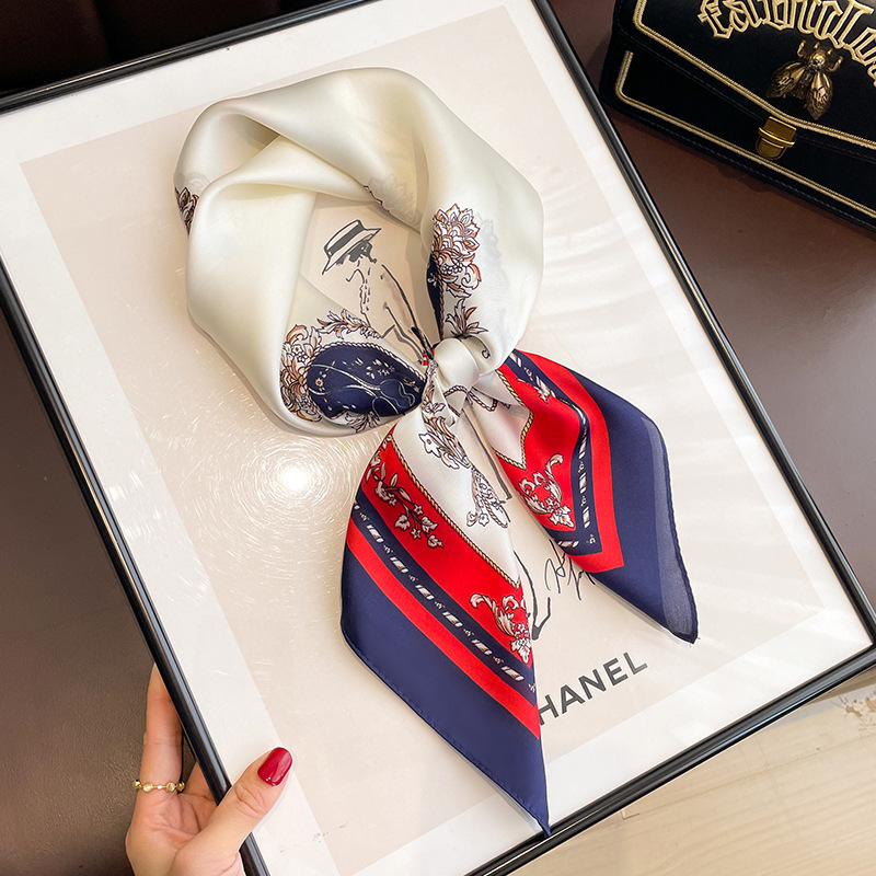 Totem retro 70 bufanda cuadrada-marco azul marino