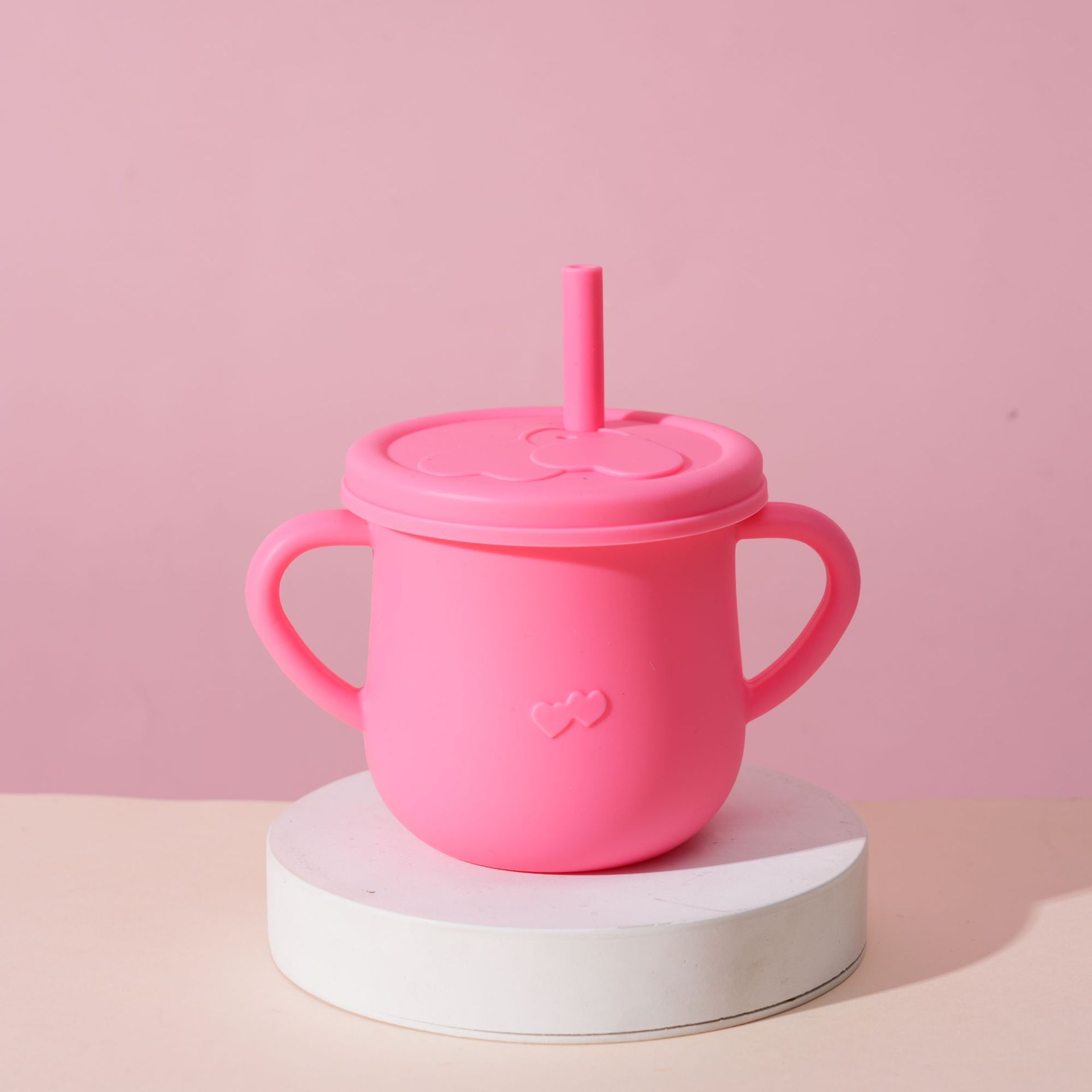 Taza de bebé de silicona transfronteriza con cubierta de bocadillos, taza de paja de grado alimenticio para niños, taza de bebida anti-caída para bebés