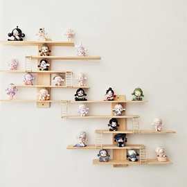 木质壁挂收纳架儿童房动物模型收纳层架手办娃娃展示架墙上置物架