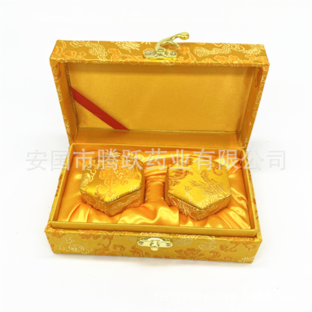 Yellow Hexagonal Brocade Gift Box Set of 4 Empty Packaging Boxes with Liners quality and texture