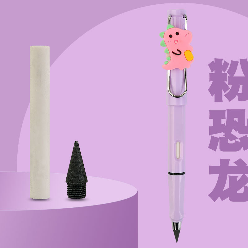 Weizhuang nueva tecnología de dibujos animados lindo negro lápiz sin tinta lápiz de postura eterna no puede terminar de escribir
