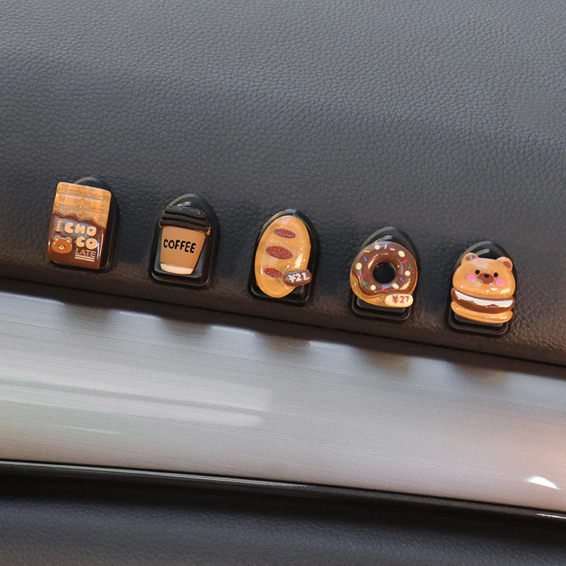 Gancho de automóvil lindo oso de carbón asiento de automóvil trasero enganche tipo pegado para automóvil interior pequeño gancho delantero
