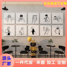 网红打卡背景墙拍照区布置咖啡角餐厅奶茶店墙面装饰贴纸壁画摆件