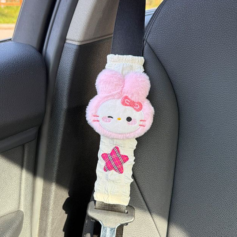 Cartoon Kitty Cat Seatbelt Shoulder Pad 2026 New Model Anti-Neck Strain Protective Cover for Girls Car Interior Shoulder
