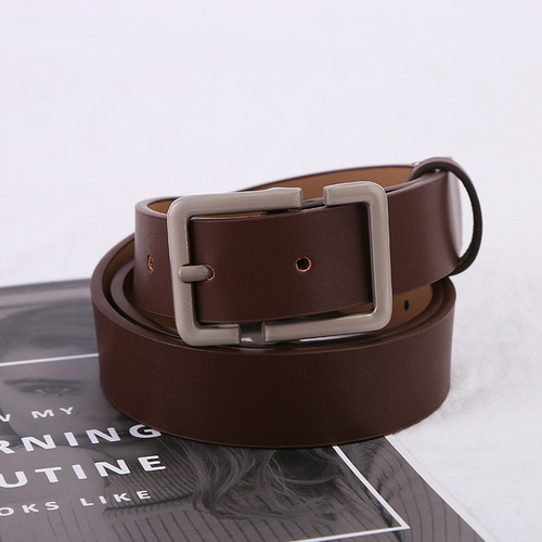 Women's Jeans Belt Fashion Pin Buckle Solid Color Imitation Leather Belt Korean Style Student Trendy Belt Summer and Autumn New Style
