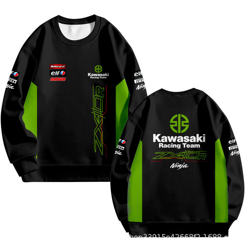 Kawasaki factory team SBK motorcycle racing jersey, round-neck sweatshirt, unisex long-sleeved top