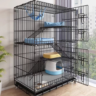 Household Indoor Cat Cage Cat Villa Cat Nest Double-Layer Three-Layer Four-Foldable Pet Cat Cage with Extra Large Space
