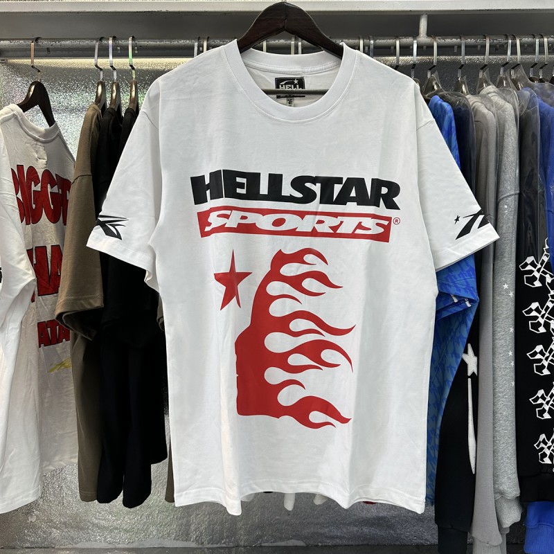 【Impresión Digital】Camiseta de manga corta informal y versátil Hell Star, éxito de ventas transfronterizo, conjunto de pantalones cortos para parejas, entrega rápida