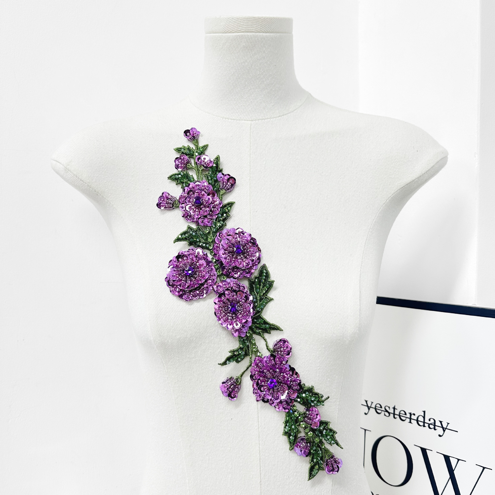Color cuentas flores bordadas pegatinas de tela hechas a mano decoración de ropa vestidos sequillas pegatinas de tela flor tridimensional