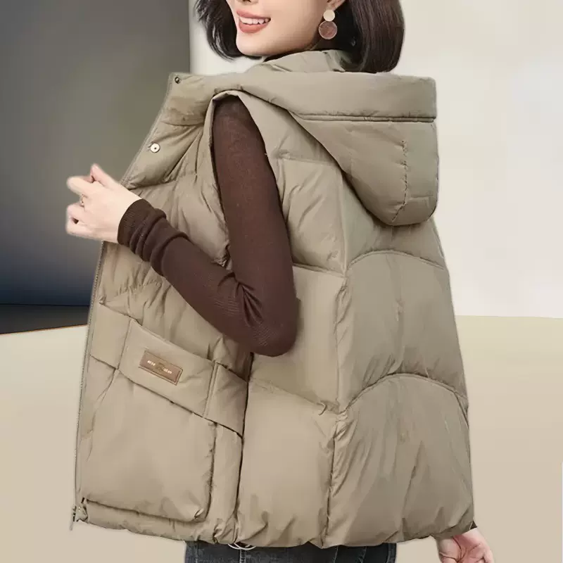 羽绒马甲女2025秋冬新款宽松加厚外穿无袖面包服马夹外套羽绒坎肩
