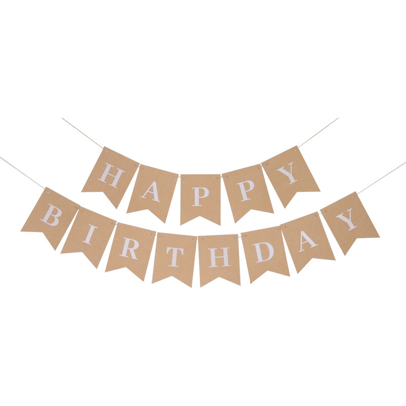 New Birthday party decoration atmosphere decoration supplies Mori Kraft paper letters happy birthday fishtail pull flag