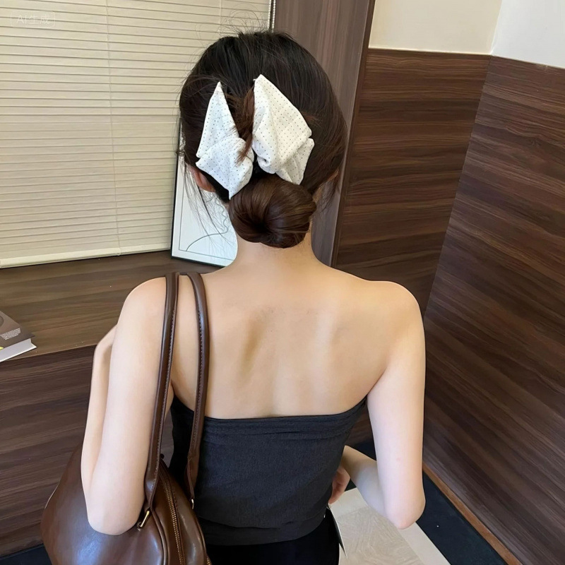 法式赫本风三角布艺小波点抓夹时尚气质后脑勺发夹鲨鱼夹子发饰|undefined