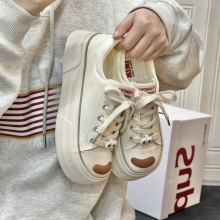 厚底帆布鞋女2024夏季新款百搭韩版学生小白鞋透气增高休闲鞋