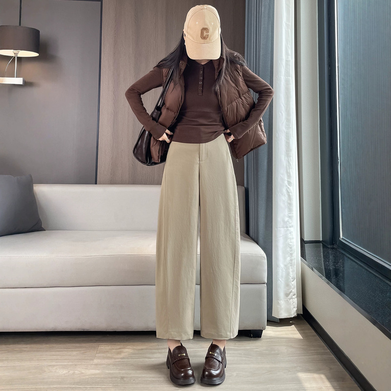 Slim-fit, straight-leg pants [Early Autumn New Collection] – casual, high-waisted, slimming, and versatile for petite women, available in 8/9 length