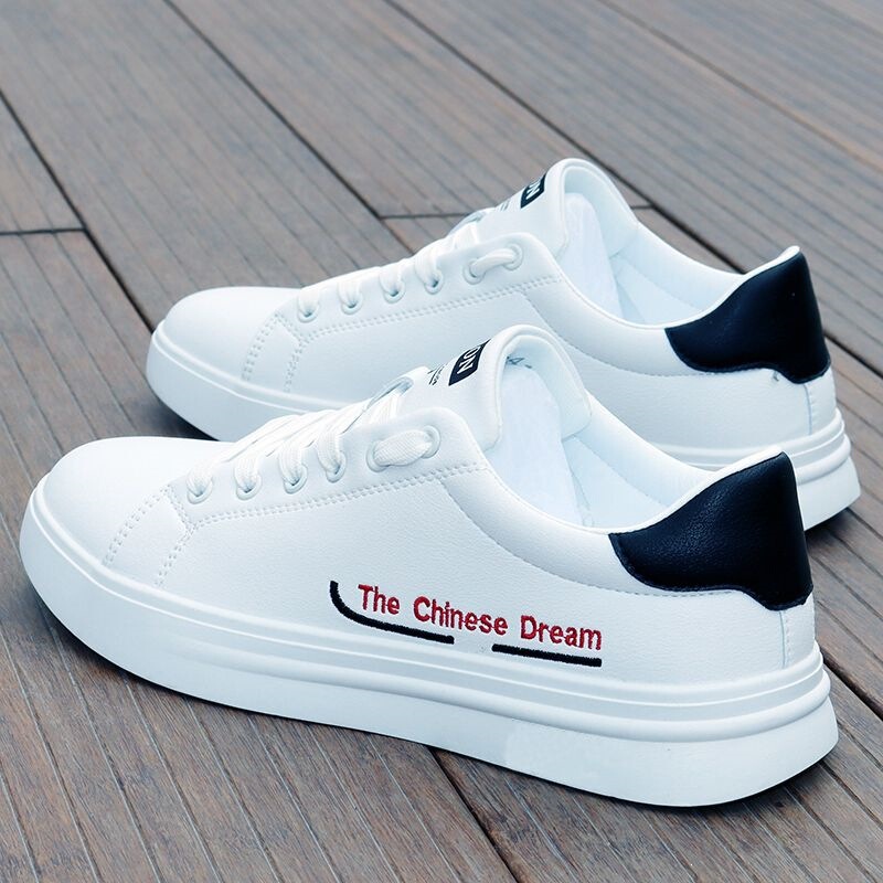 Spring Men's Versatile White Shoes, Men's Casual Sneakers, White Casual Waterproof Anti-Slip Sports Shoes, Men's Trendy Shoes