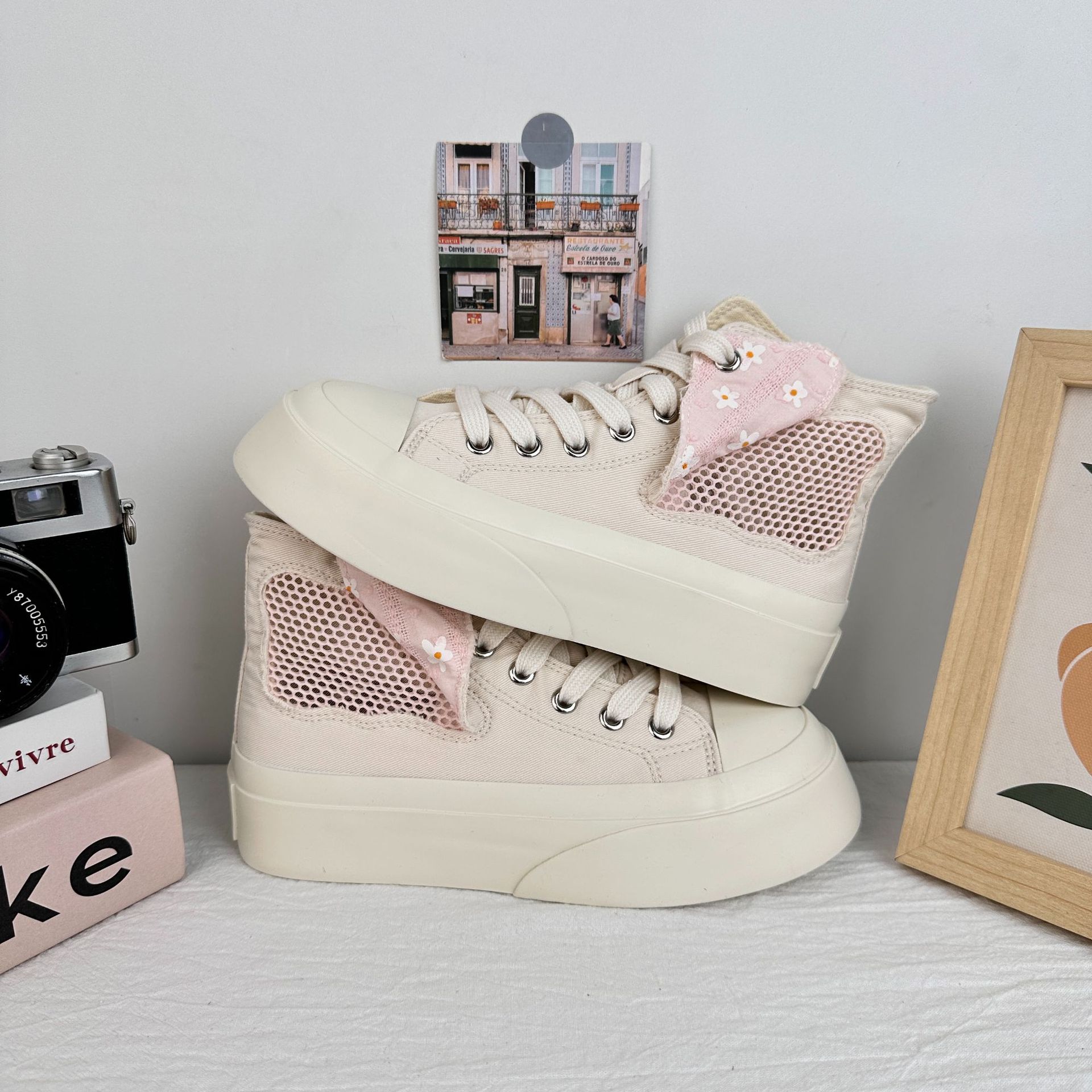 Yuanbo coreano nicho de diseño de zapatos de lona de verano de 2025 zapatos de skate casuales de moda para mujeres con suela gruesa image 8