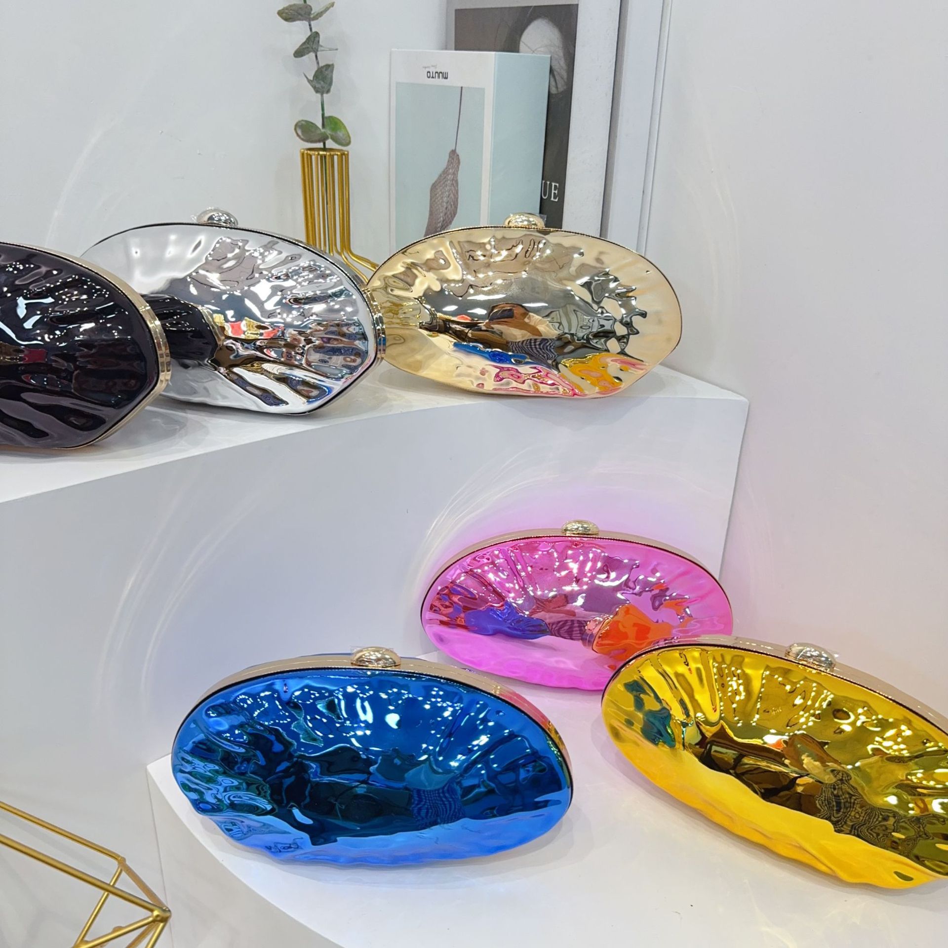 Bolsas de cena transfronterizas bolsas de mano de dama bolsas de bloqueo de mármol bolsas de acrílico bolsas de cadena huevo de ganso bolsas de cena