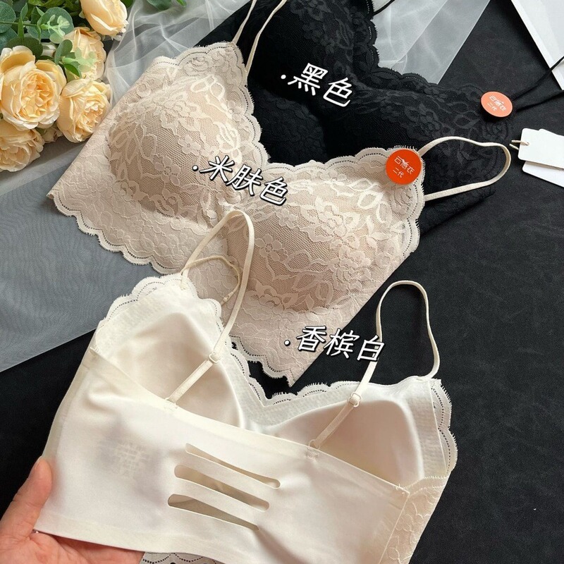 2970 Summer Lace Thin Seamless V-neck Short Beautiful Back Women's Fixed Cup Backless Sexy All-match Base Chest Wrap