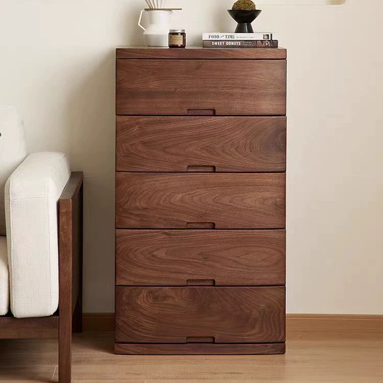 2025 новый комод для гостиной, спальни, черный орех, комод из массива дерева, шкаф для хранения в спальне, комод у стены