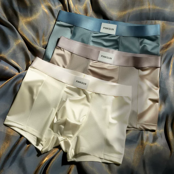 Satin 10A Men's Underwear Antibacterial Ice Silk Breathable Boxer Shorts Summer Light Luxury Comfortable Shorts
