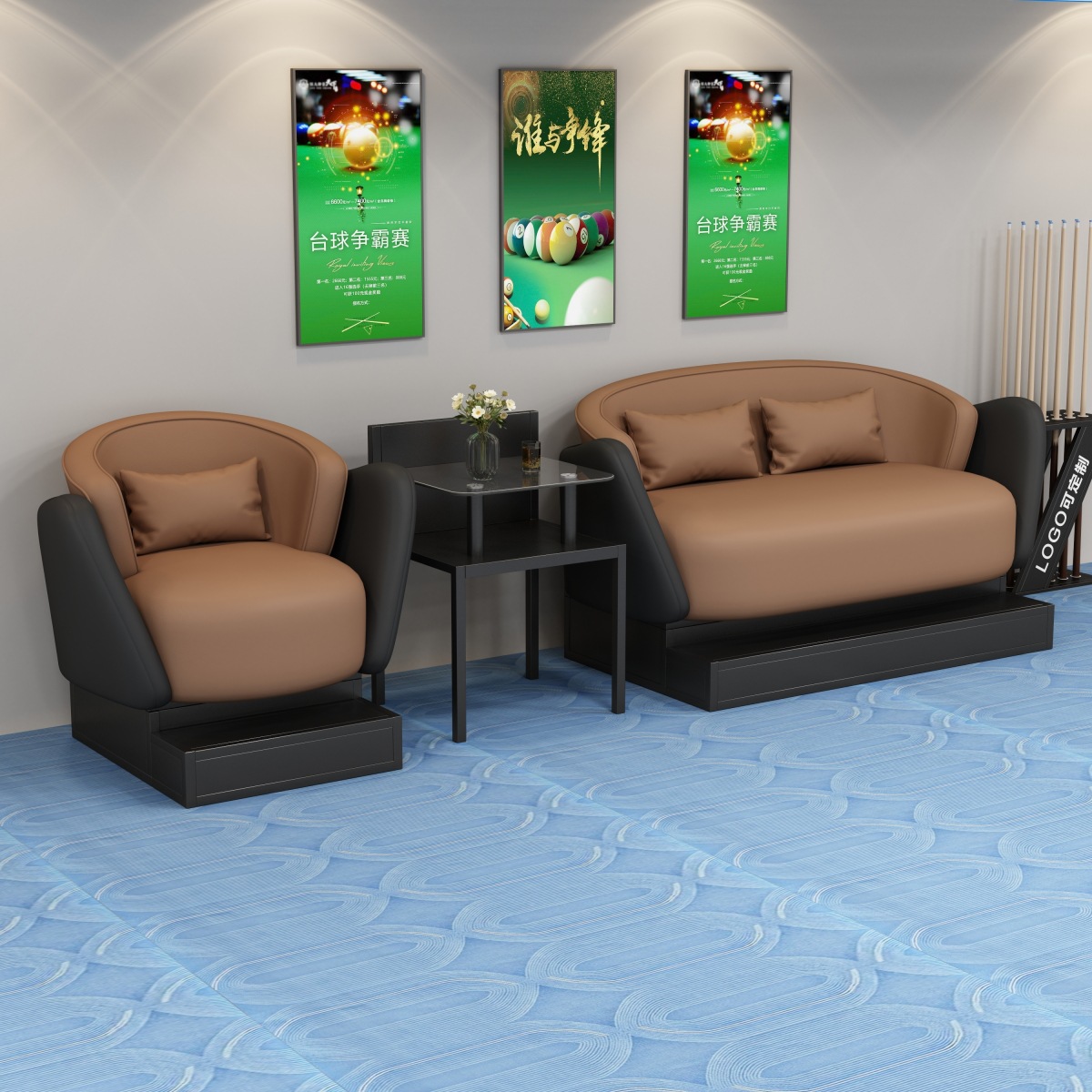 Sala de billar de lujo ligera sofá sala de billar especial sala de billar mesa de billar de ocio combinación de sillas de fábrica directa