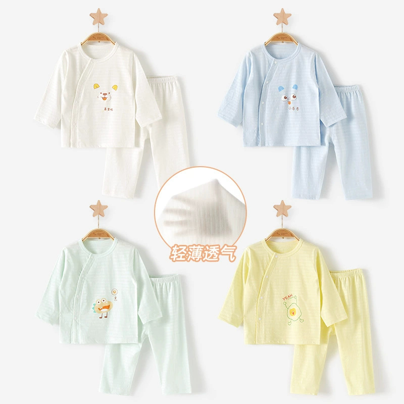 Bebé de manga larga juego de verano para niños niñas algodón delgado dividido aire acondicionado para niños pijamas de verano ropa de bebé