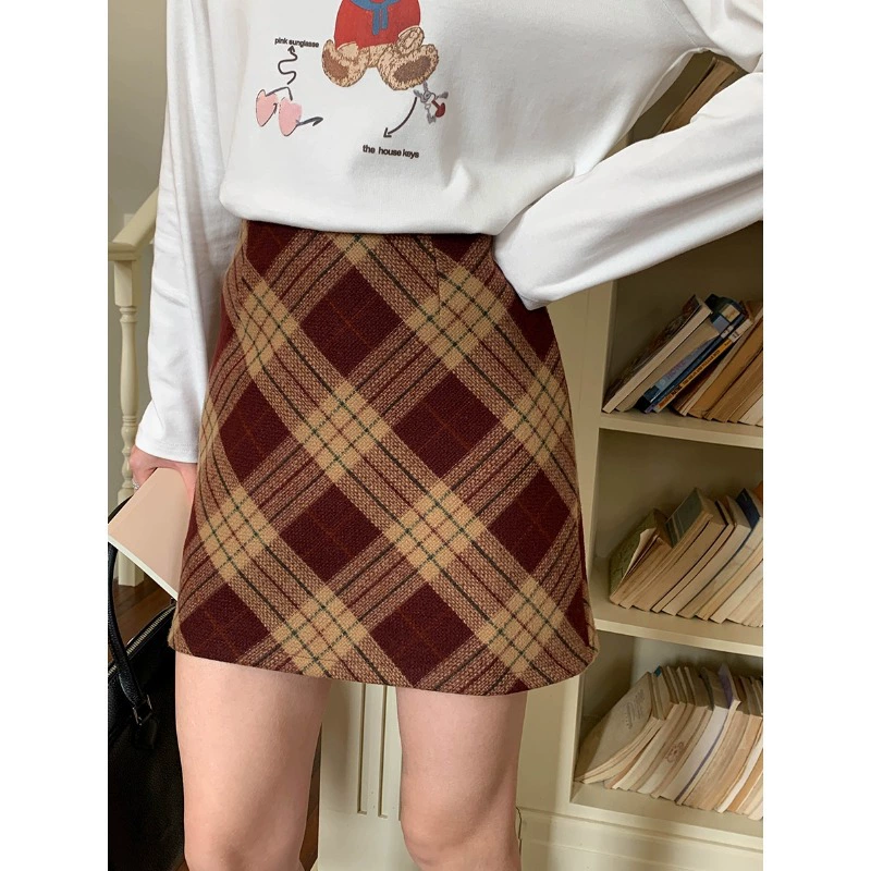 3th Morning Berlin College Средние древние узоры в клетку с высокой талией