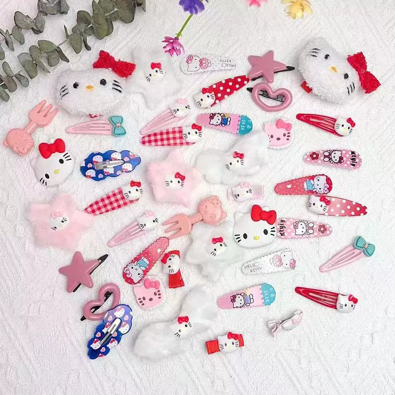 Набор аксессуаров для волос (Hello Kitty) — милые заколки в корейском стиле, 19 штук