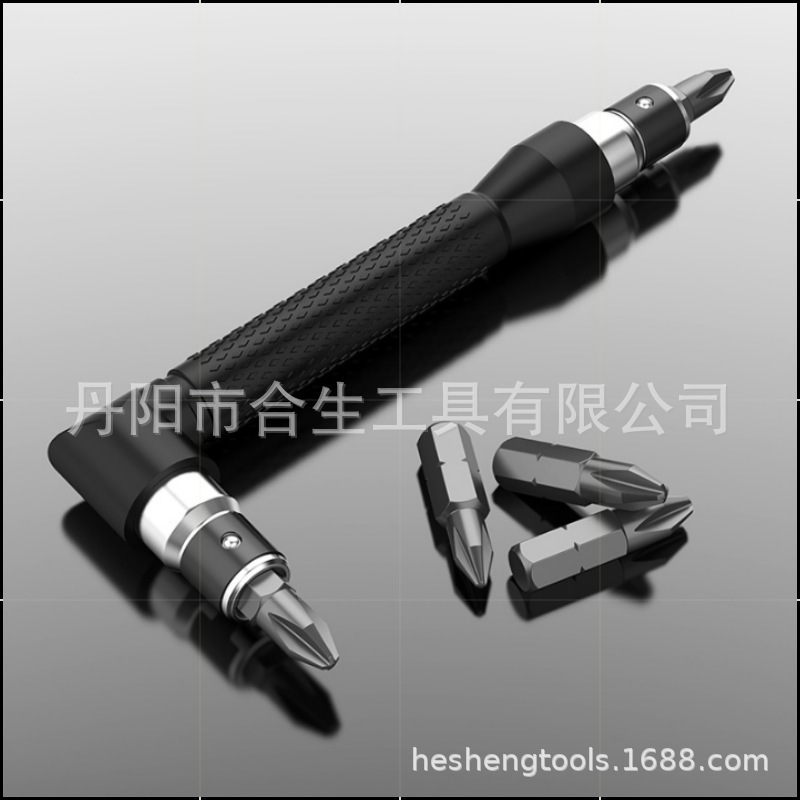 メーカー卸売りl型1/4六角ドライバーのヘッド90度ダブルヘッドハンドル黒6.35レンチ工具|undefined