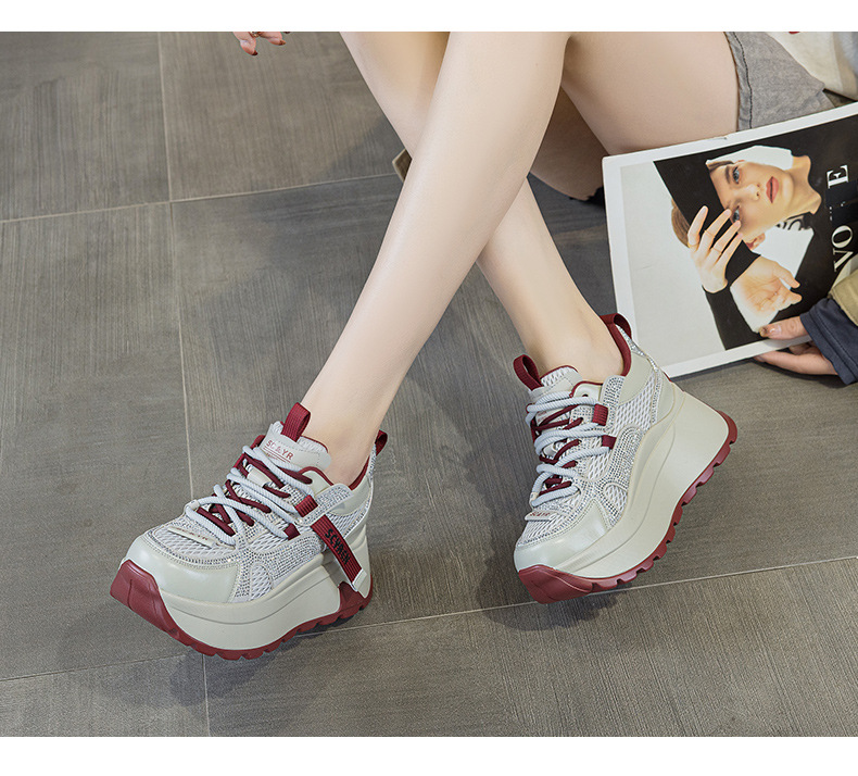 Giày sneaker nữ đế dày phong cách cổ điển phối lưới và da — Vàng lưới 5027-1, Đỏ da 5027, Xám lưới 5027-1, Đỏ lưới 5027-1 chi tiết 12