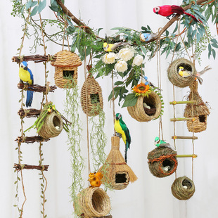 Handmade Mori Hanging Ornament Hemp Rope Plant Corner Ring Creation Material Wall Pastoral Style Decoration Environment Creative Bird's Nest