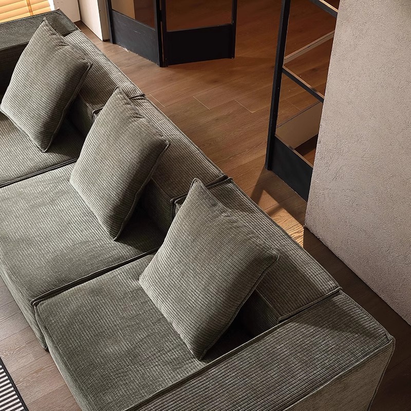Sofá de bloque de tofu comprimido al vacío, sofá de arte, sala de estar, sofá de compresión de desmontaje y lavado minimalista italiano, muebles Foshan