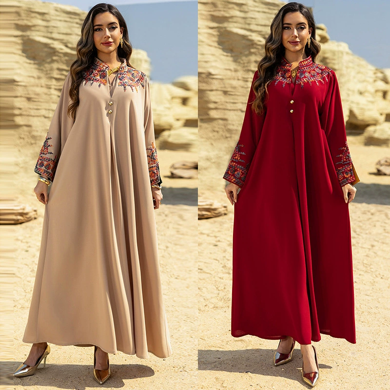 AB467 Muslim women's robe spring and summer fashion new Dubai embroidered embroidery dress jalabiya