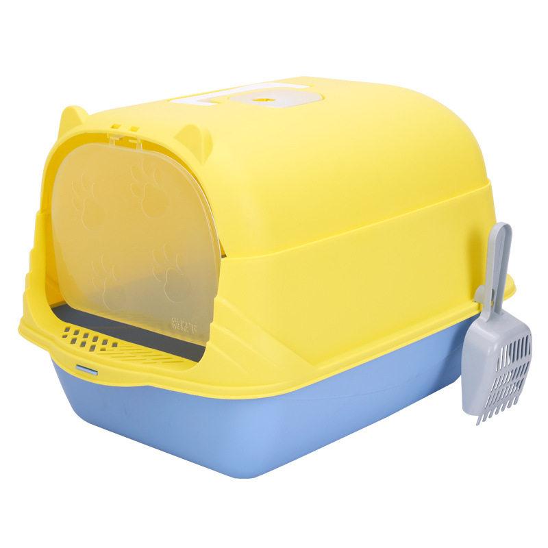 La caja de arena para gatos está completamente cerrada, el inodoro para gatos de gran tamaño evita las salpicaduras externas, el cajón, la arena, la olla de heces, los productos para gatos desodorantes