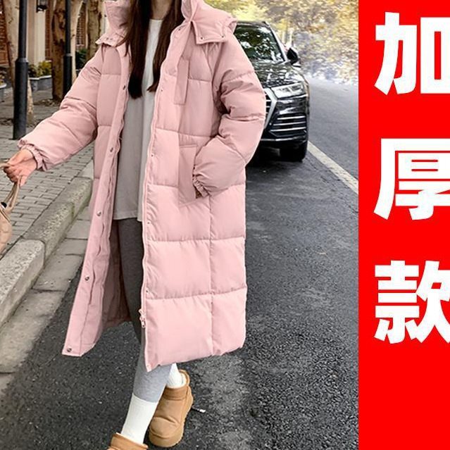 2025年新款，冬棉服女中长款过膝加厚棉衣宽松面包服连帽保暖外|undefined