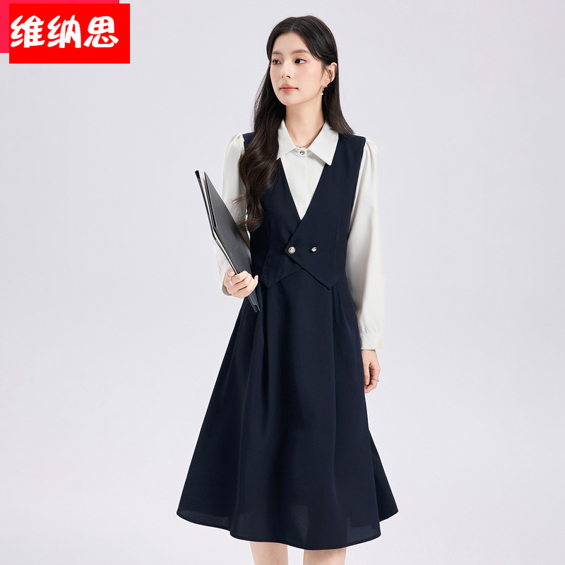 Spring and Summer College-Style Vest Dress, Mid-Length Skirt, Formal Occasion Outfit, Teaching Qualification Interview Outfit, Dress Set Spring and Summer College-Style Vest Dress, Mid-Length Skirt, Formal Occasion Outfit, Teaching Qualification Interview Outfit, Dress Set