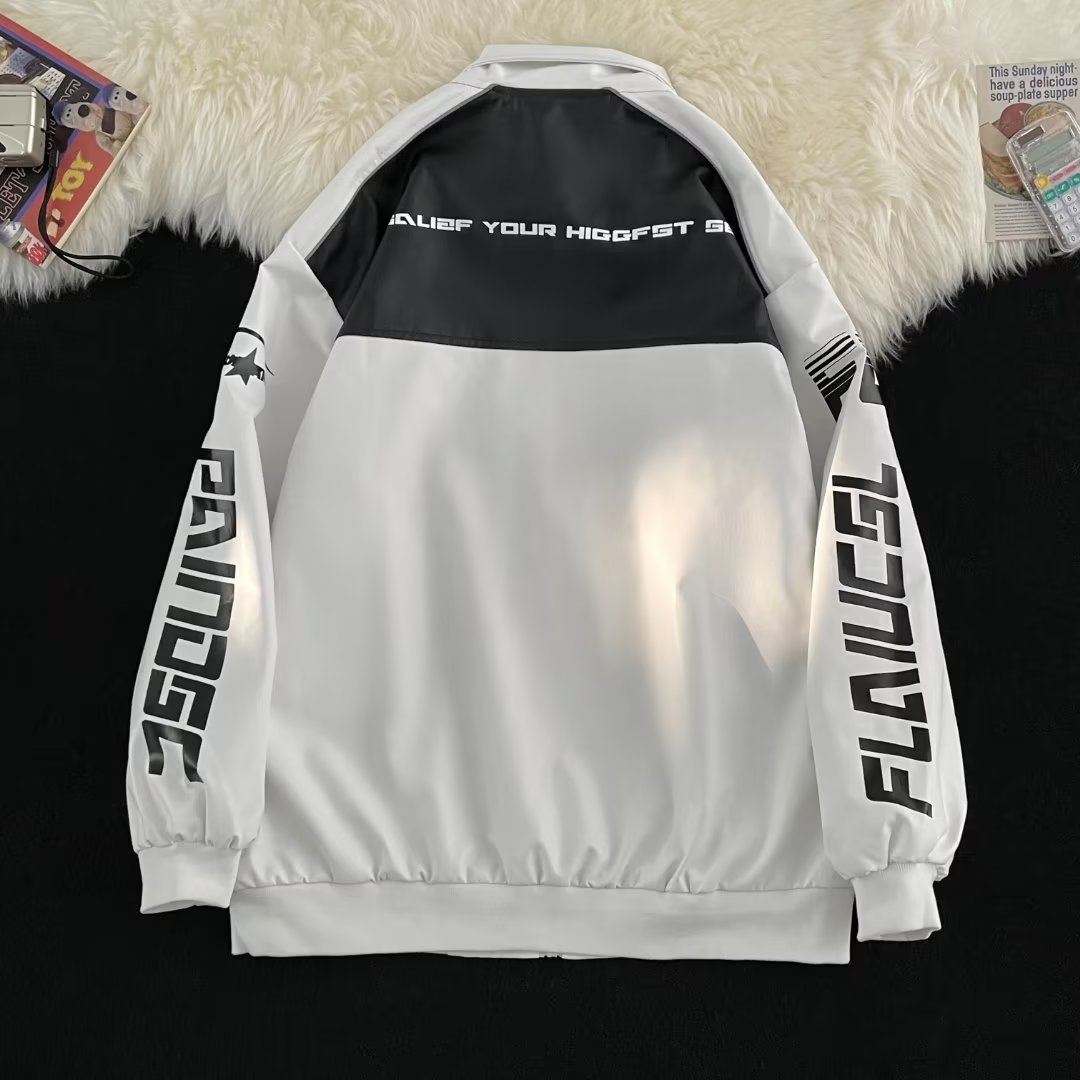 Vêtements pour hommes Combinaison de course de moto surdimensionnée Veste de baseball pour hommes et femmes Automne et hiver Nouvelle veste ample en cuir PU Vêtements en coton_voghion.com